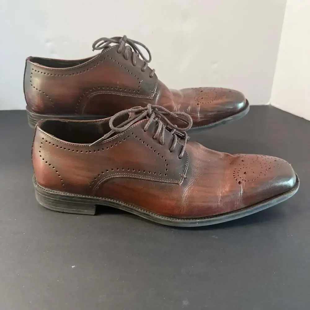 Belvedere‎ Concord Brown Leather Brogue Oxford Shoes Size 8.5D